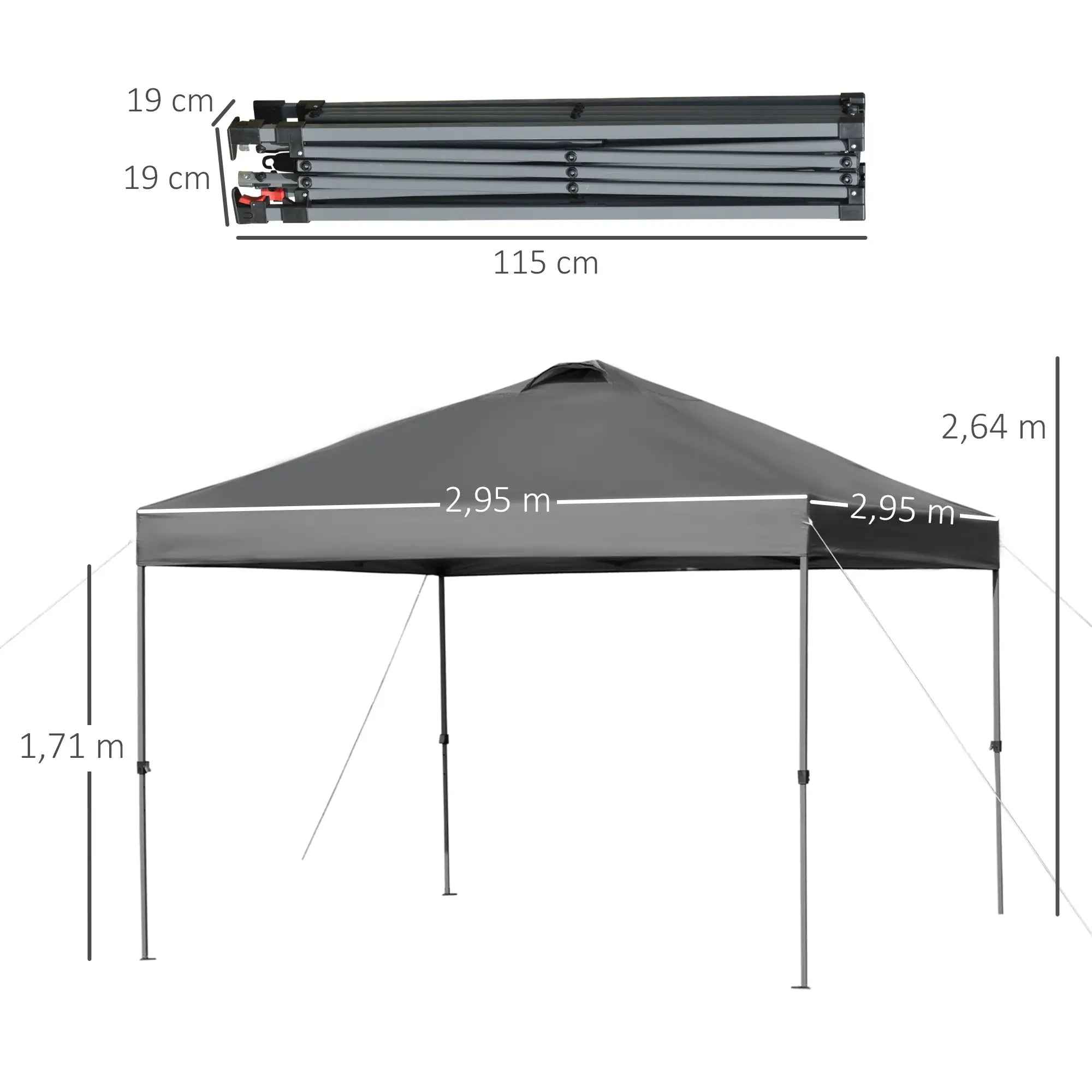 Outsunny Pavillon 3x3 m wasserdicht & faltbar