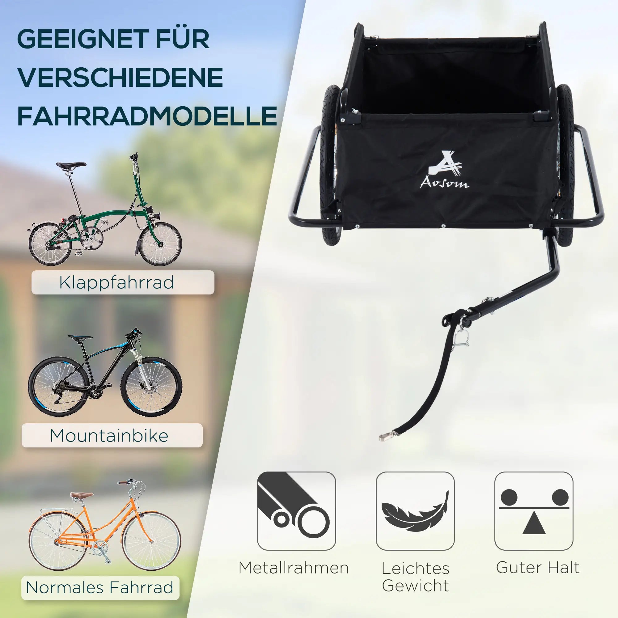 HOMCOM Fahrradanhänger Lastenanhänger faltbar große Transportbox