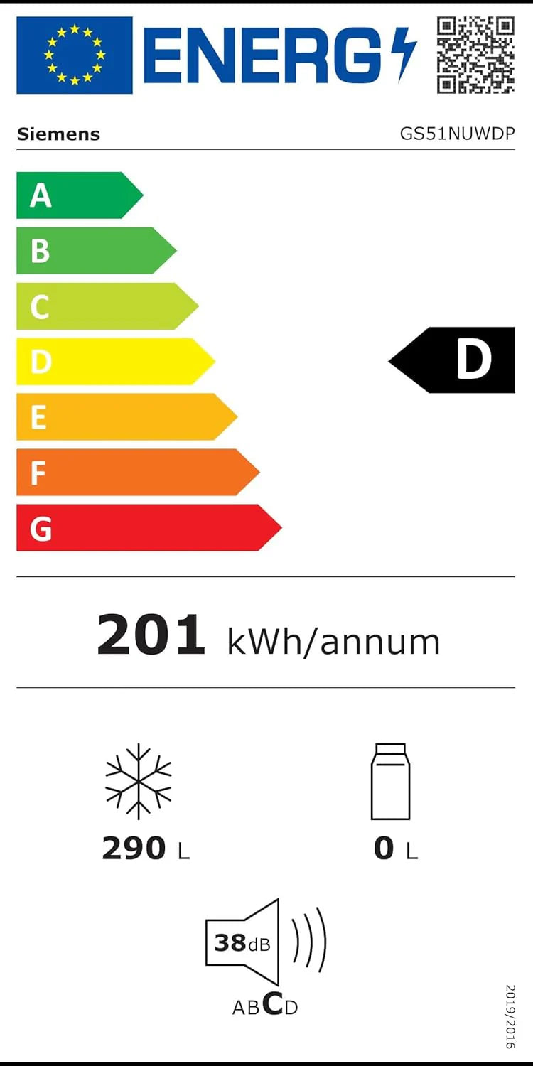Siemens GS54NAWCV iQ500 Gefrierschrank, 176 x 70 cm, 327 L, noFrost nie wieder abtauen, bigBox Platz für großes Gefriergut, varioZone flexible Glas-und Schubladen, Weiß