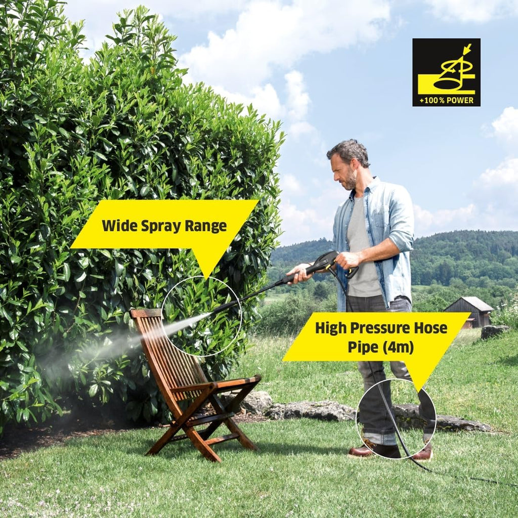 Krcher Hochdruckreiniger K Mini, leicht und kompakt, Druck: max. 110 bar, Durchfluss: 360 l/h, Flche: 20 m/h, Gewicht: 3,93 kg, Hochdruckpistole, Dreckfrser, Strahlrohr, Wasserfilter,Schwarz, Gelb