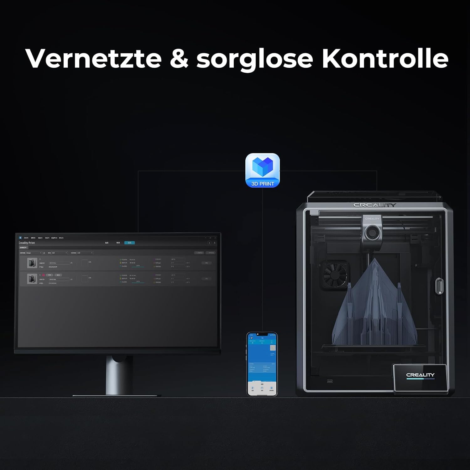 Creality K2 Plus Combo 3D-Drucker, 16-Farben Multimaterial-Druck, 350³mm XXL-Bauraum, Servo-Direktantrieb, Dual-KI-Kameras, Ultra-Leise