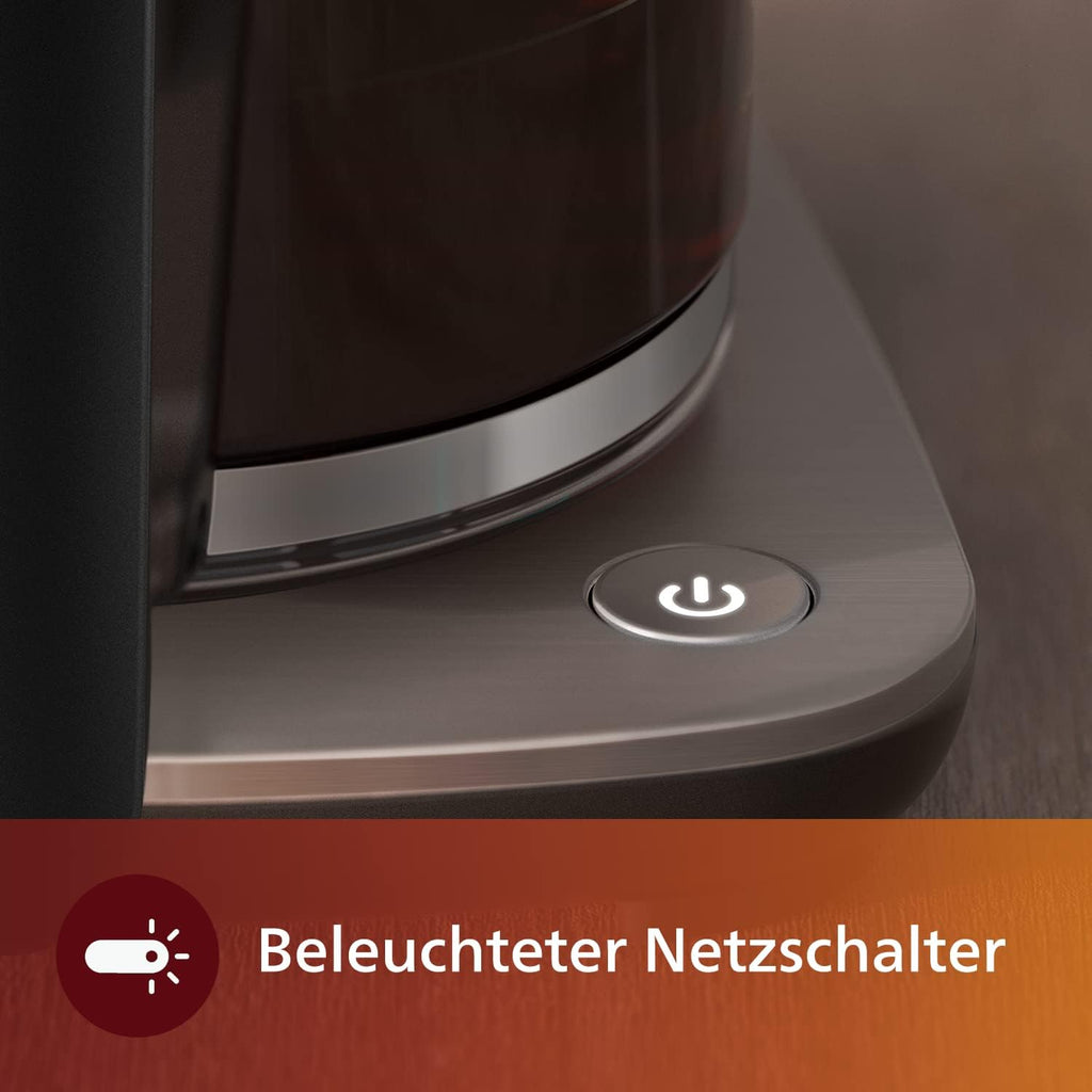 Philips All-in-1 Filterkaffeemaschine - integriertes Kegelmahlwerk für frisch gemahlenen Kaffee - Duo-Bohnenbehlter, 1,25-L-Glaskanne, individuelle Einstellung der Intensitt (HD7900/50)