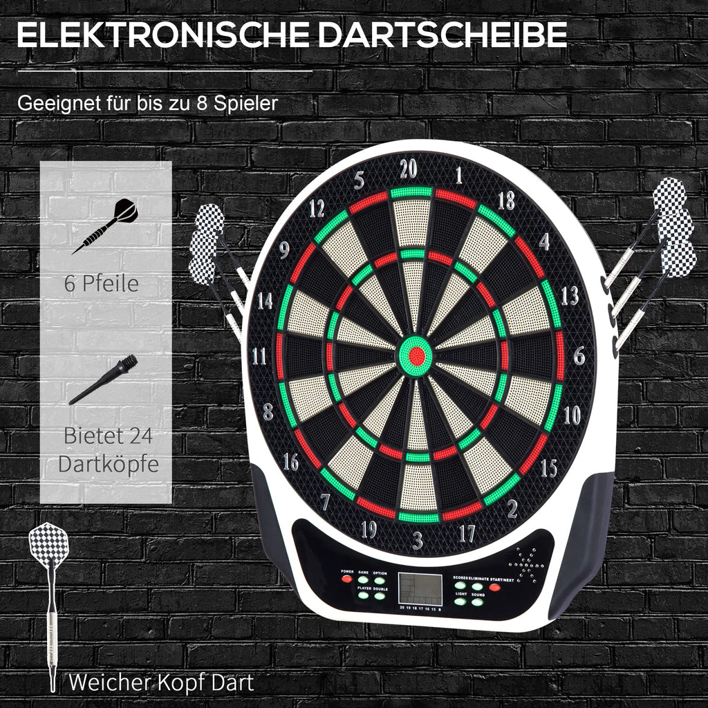 HOMCOM Elektronische Dartscheibe 18 Spiele 8 Spieler LCD Display