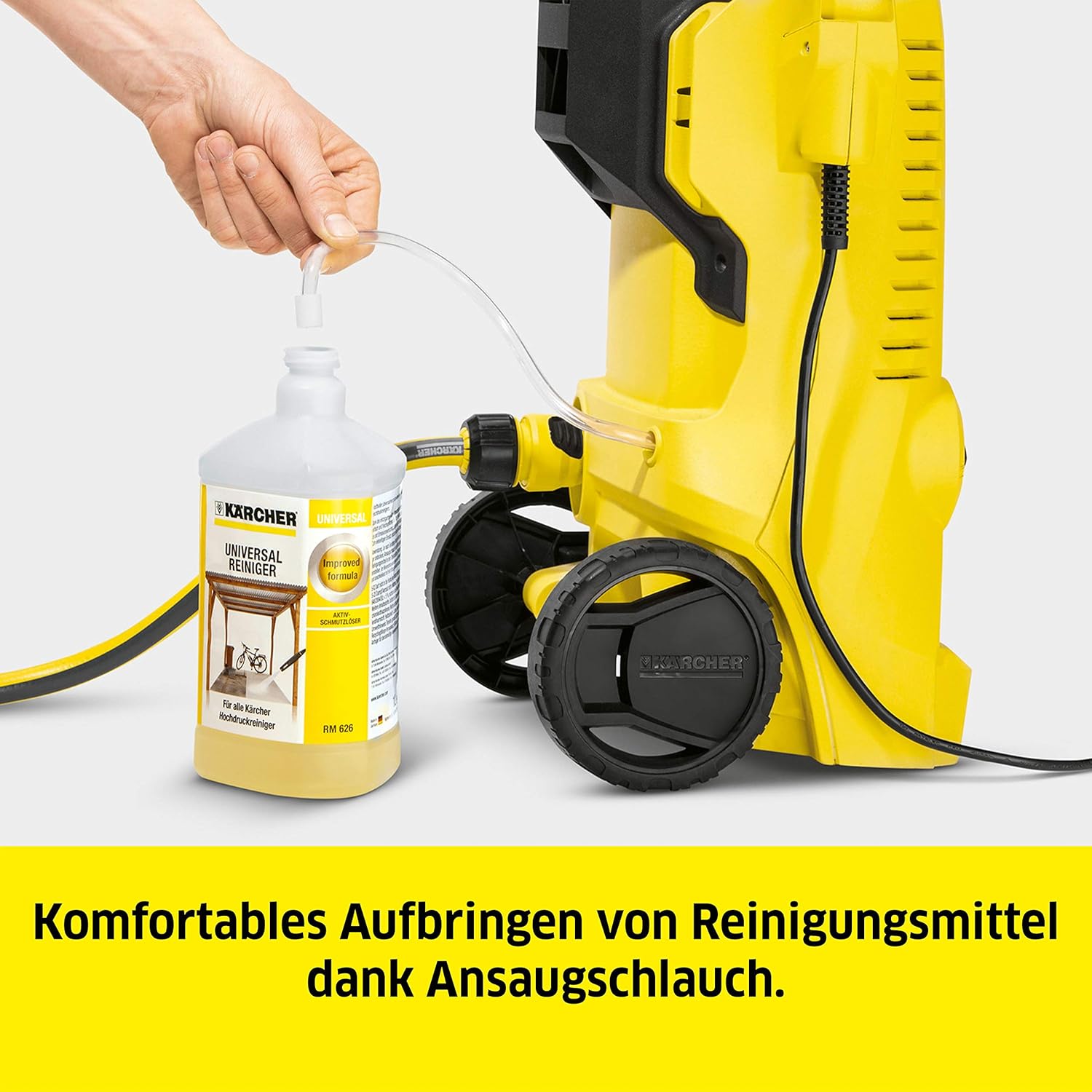 Krcher Hochdruckreiniger K Mini, leicht und kompakt, Druck: max. 110 bar, Durchfluss: 360 l/h, Flche: 20 m/h, Gewicht: 3,93 kg, Hochdruckpistole, Dreckfrser, Strahlrohr, Wasserfilter,Schwarz, Gelb