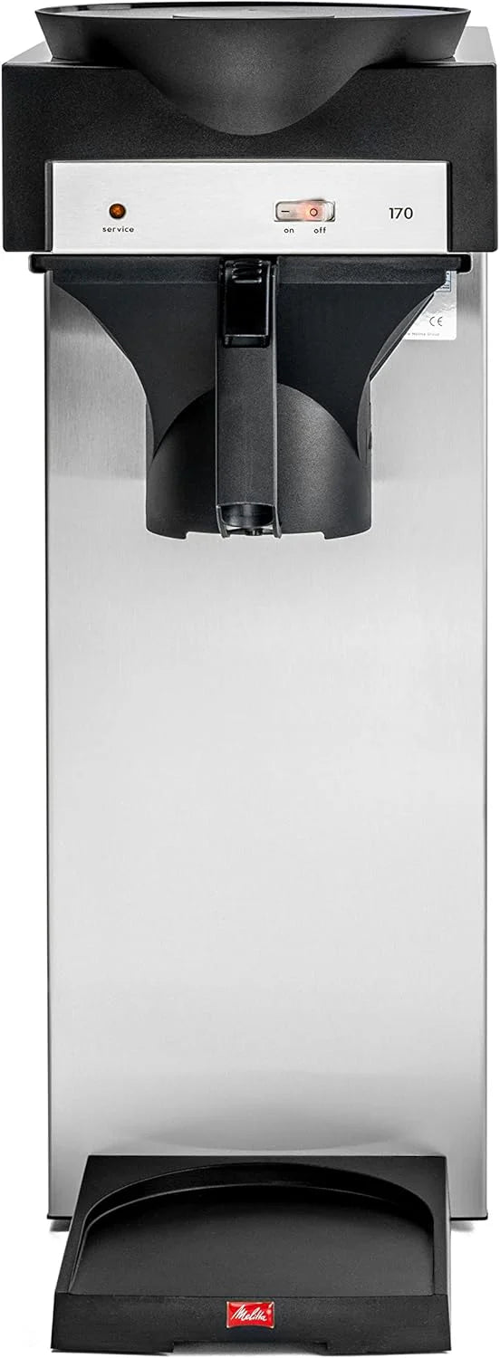 Melitta 20348 Filterkaffeemaschine mit Glaskanne, 1,8 l, Warmhalteplatte, 17M, Edelstahl/Schwarz ,