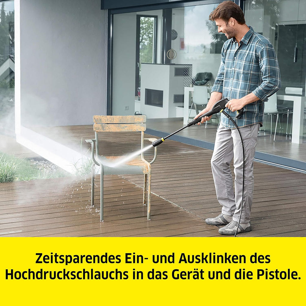 Krcher Hochdruckreiniger K Mini, leicht und kompakt, Druck: max. 110 bar, Durchfluss: 360 l/h, Flche: 20 m/h, Gewicht: 3,93 kg, Hochdruckpistole, Dreckfrser, Strahlrohr, Wasserfilter,Schwarz, Gelb