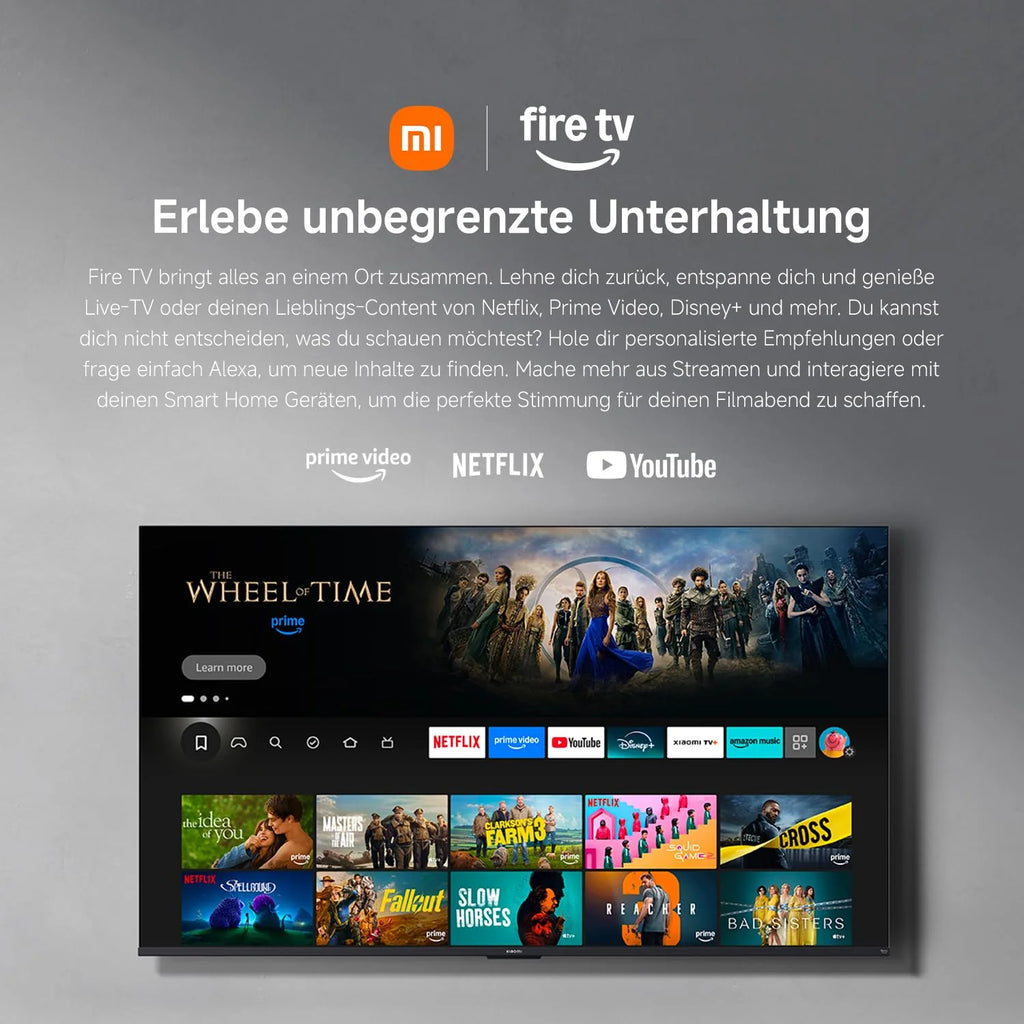 Xiaomi TV F 32, 32 Zoll (81 cm), HD, Smart TV, Fire OS7, Triple Tuner DVB-C/S/S2/T/T2, Dolby Audio™, DTS Virtual:X, DTS-HD, Sprachsteuerung mit Alexa, Kompatibel mit Apple AirPlay