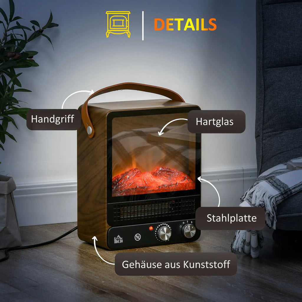 HOMCOM Elektrokamin realistische LED-Flammen Temperaturkontrolle