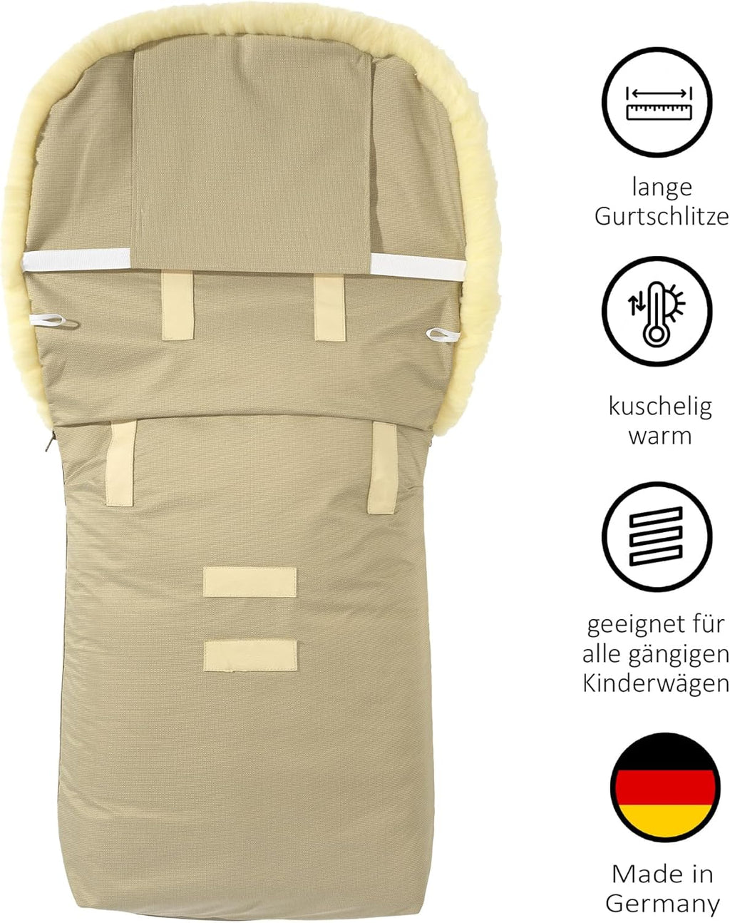 Hofbrucker Lammfell-Fußsack Putzi Kinderwagen, Buggy/Winterfußsack wind- & wasserabweisend/Warmer Fußsack Oberteil abnehmbar/echtes Lammfell/Made in Germany