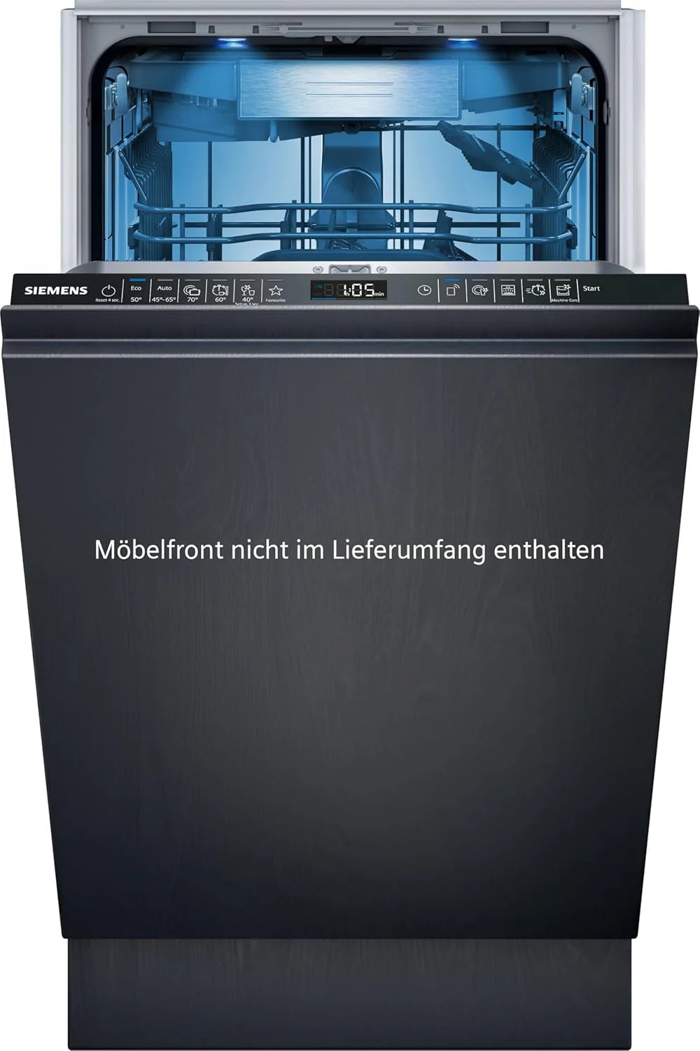 Siemens SR65YX08ME, iQ500 Smarter Geschirrspüler Vollintegriert, 45 cm breit, Besteckschublade, Zeolith, extra leise, aquaStop, automatische Türöffnung nach Programmende, varioSpeed, Innenbeleuchtung