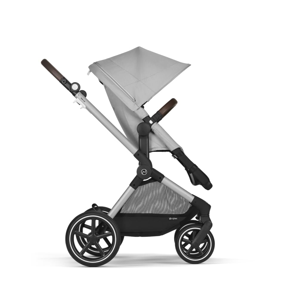 CYBEX Gold Kinderwagen EOS Lux 2-in-1 mit Babyschale Aton B2 i-Size und Babyschalen-Adapter, Reisesystem, Ab Geburt bis 22 kg (ca. 4 Jahre), Moon Black (Schwarz)