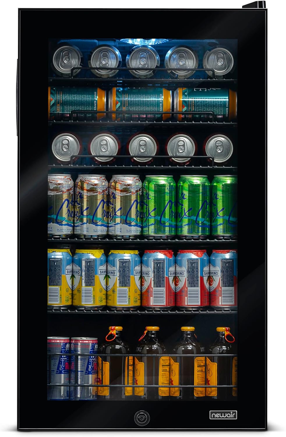 Getränkekühlschrank | Freistehender Kühlschrank für 126 Dosen mit Glastür mit Scharnier rechts | Mini-Getränkekühlschrank, perfekt für Bier, Wein, Limonade und kühlere Getränke