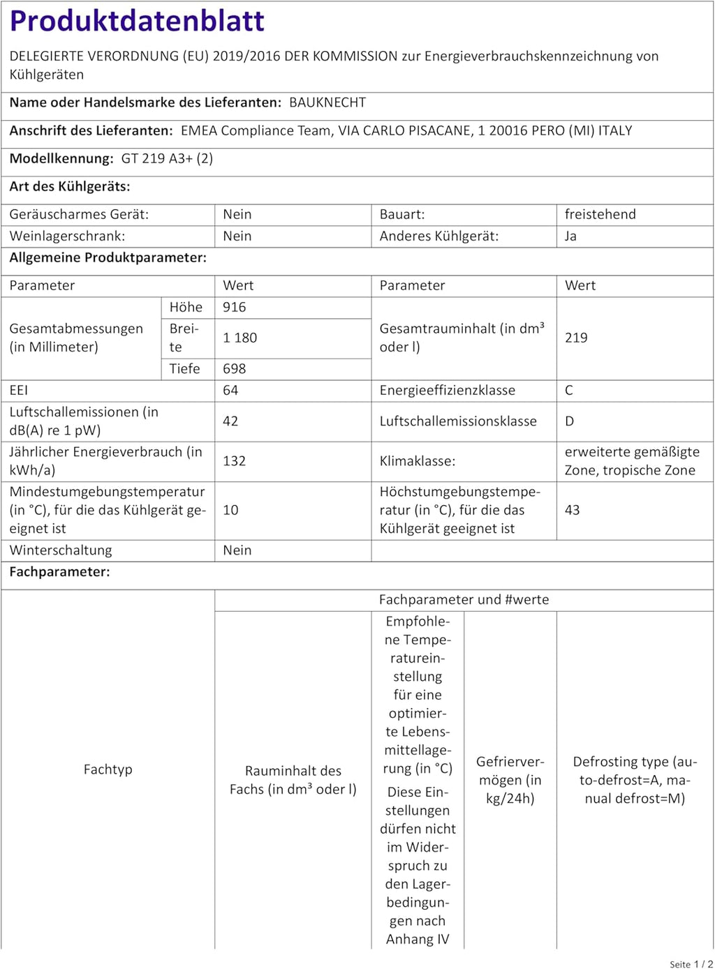 Bauknecht GT 219 A3+ Gefriertruhe/ Gefrieren: 215 L/ Supergefrieren/ SapceMax/ Innenbeleuchtung/ ECO Energiesparen/ Kindersicherung