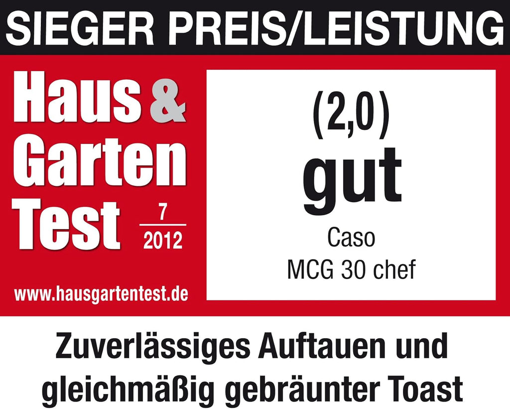 CASO MCG30 Ceramic chef Testsieger Haus & Garten Test, 3in1 Mikrowelle mit Grill + Heißluft 2100W 30L, Borosilikatglasboden, Backofen-Funktion bis 200°C