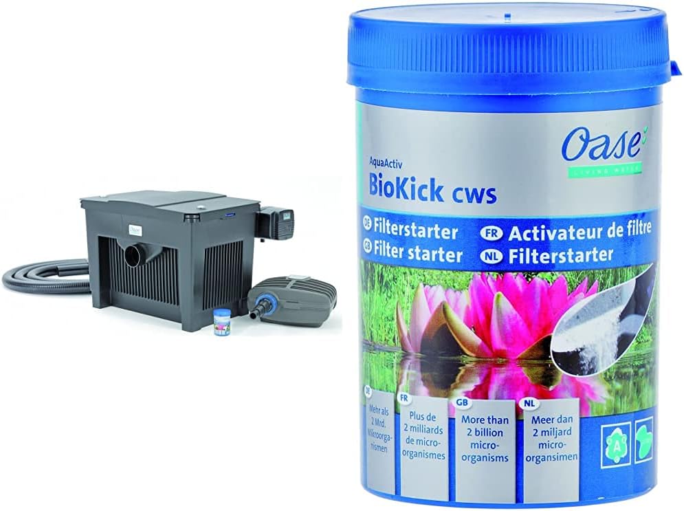 OASE 56789 Durchlauffilter BioSmart Set 36000 geeignet für Teiche bis 36 m³, Filtersystem, Filterkomplettset inkl Filtermaterial, Teichpumpe und UVC Klärer