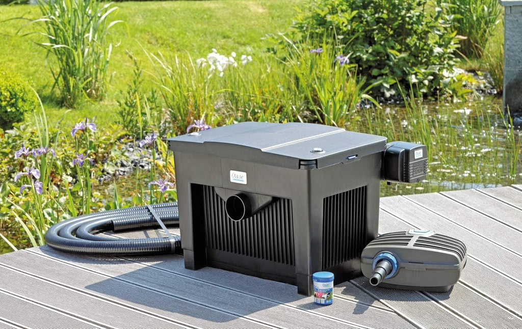 OASE 56789 Durchlauffilter BioSmart Set 36000 geeignet für Teiche bis 36 m³, Filtersystem, Filterkomplettset inkl Filtermaterial, Teichpumpe und UVC Klärer