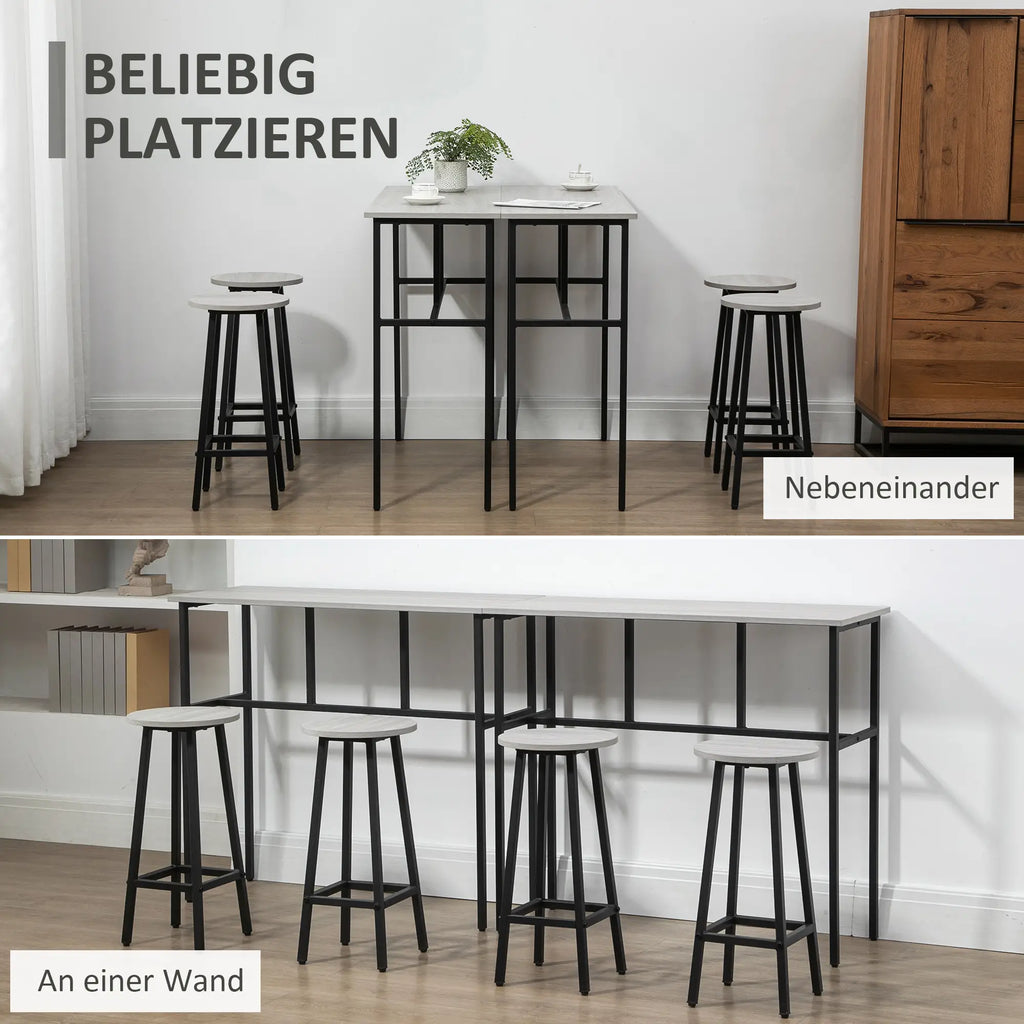 HOMCOM Bartisch-Set 6-teilig kombinierbar platzsparend Essgruppe