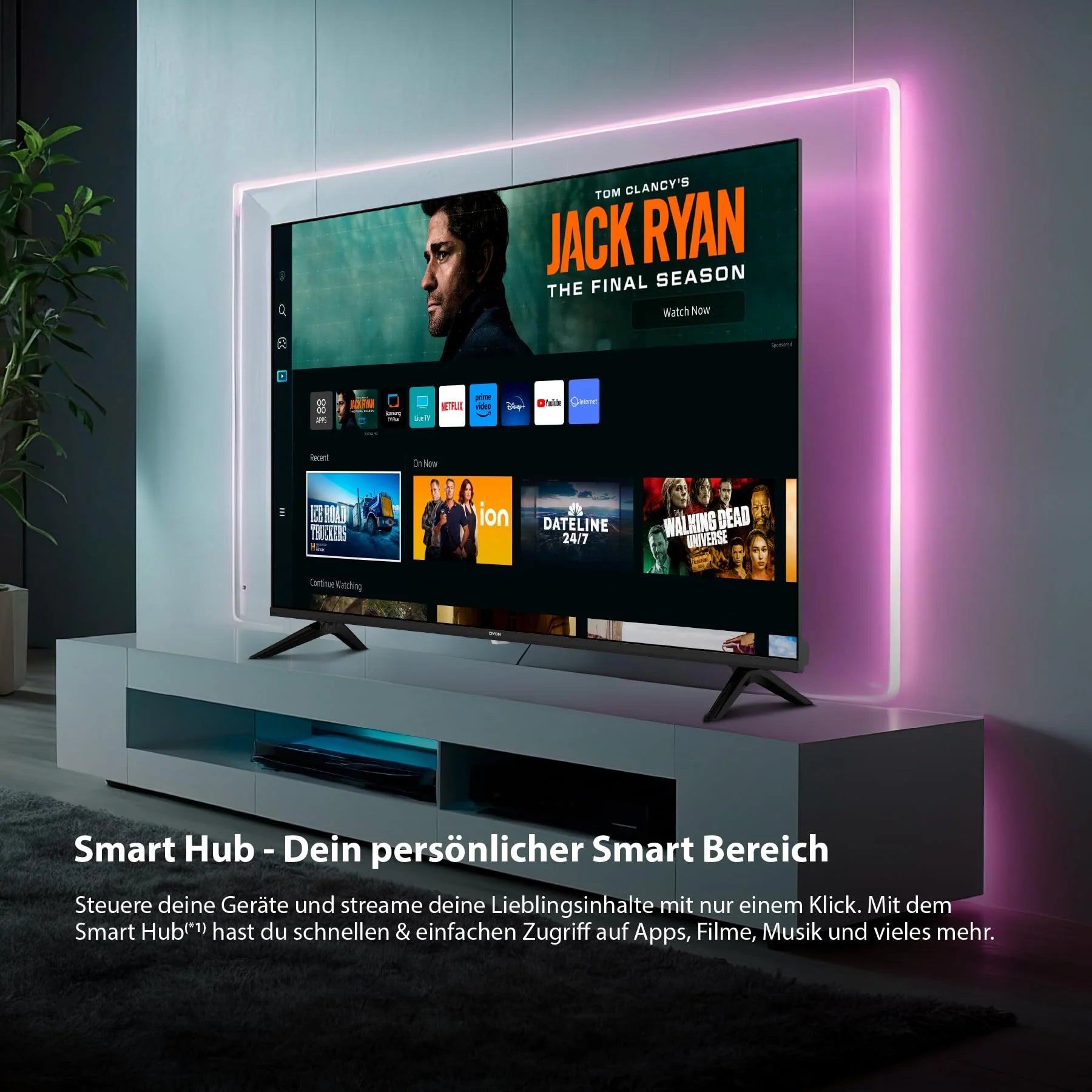 DYON ULTIMAX 40F-TI - 40 Zoll (100 cm) Full-HD Smart TV mit Tizen OS, Triple Tuner (DVB-C/-S2/-T2), Smart & Gaming Hub, Prime Video, Netflix, Disney+ [2025]