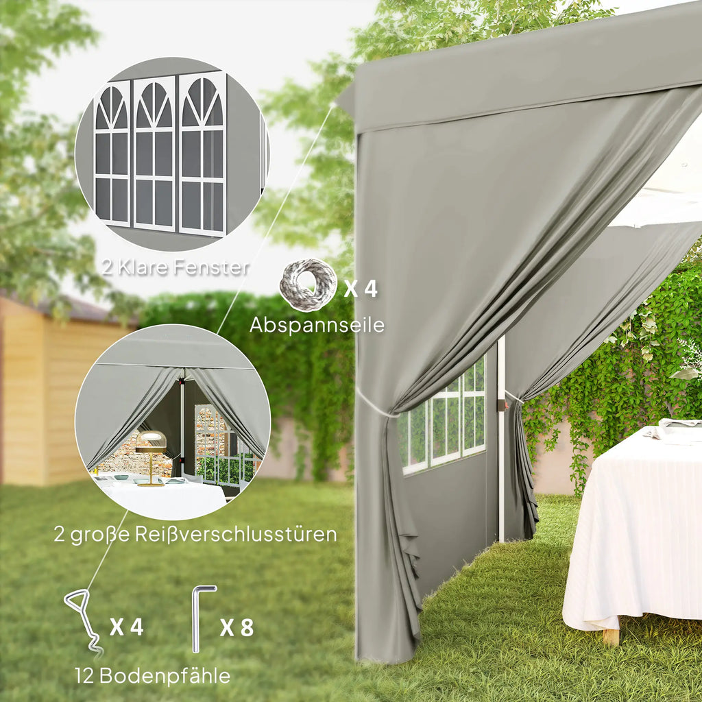 Outsunny Faltpavillon 2,5×2,5 m mit UV-Schutz & Seitenteilen