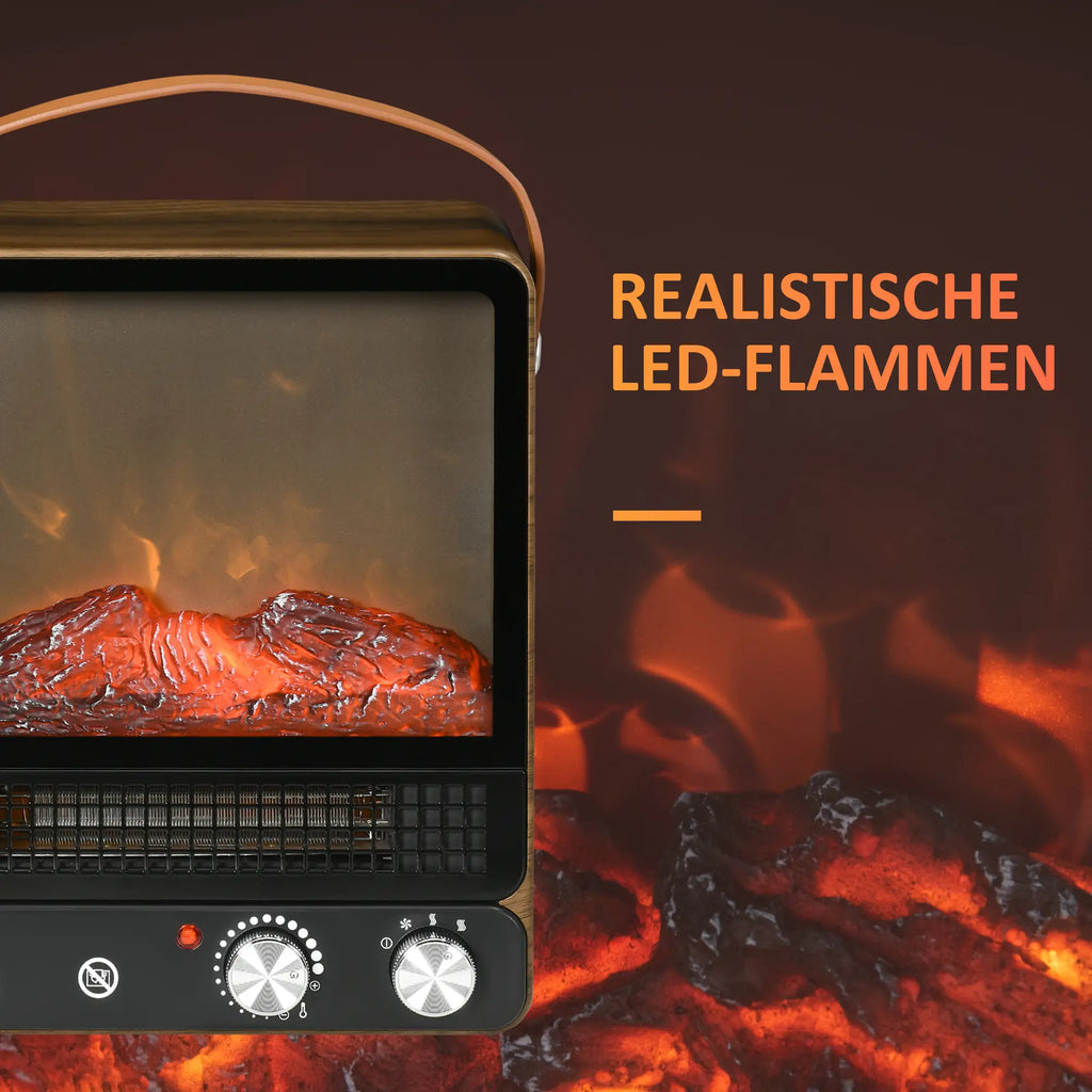 HOMCOM Elektrokamin realistische LED-Flammen Temperaturkontrolle
