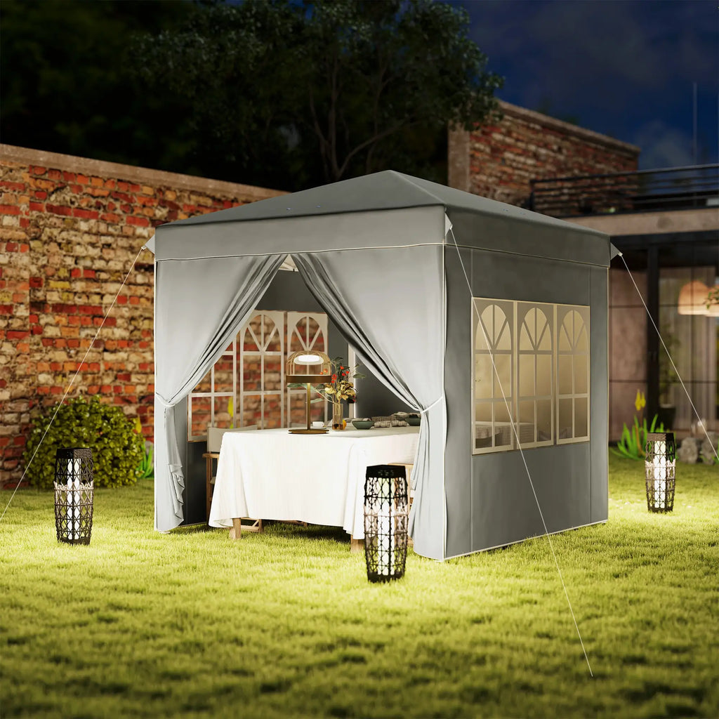 Outsunny Faltpavillon 2,5×2,5 m mit UV-Schutz & Seitenteilen
