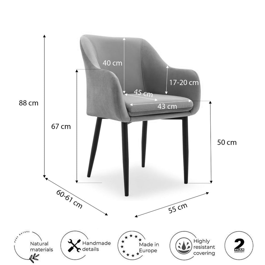 Chaise de salle à manger Naomi - Velours et élégance