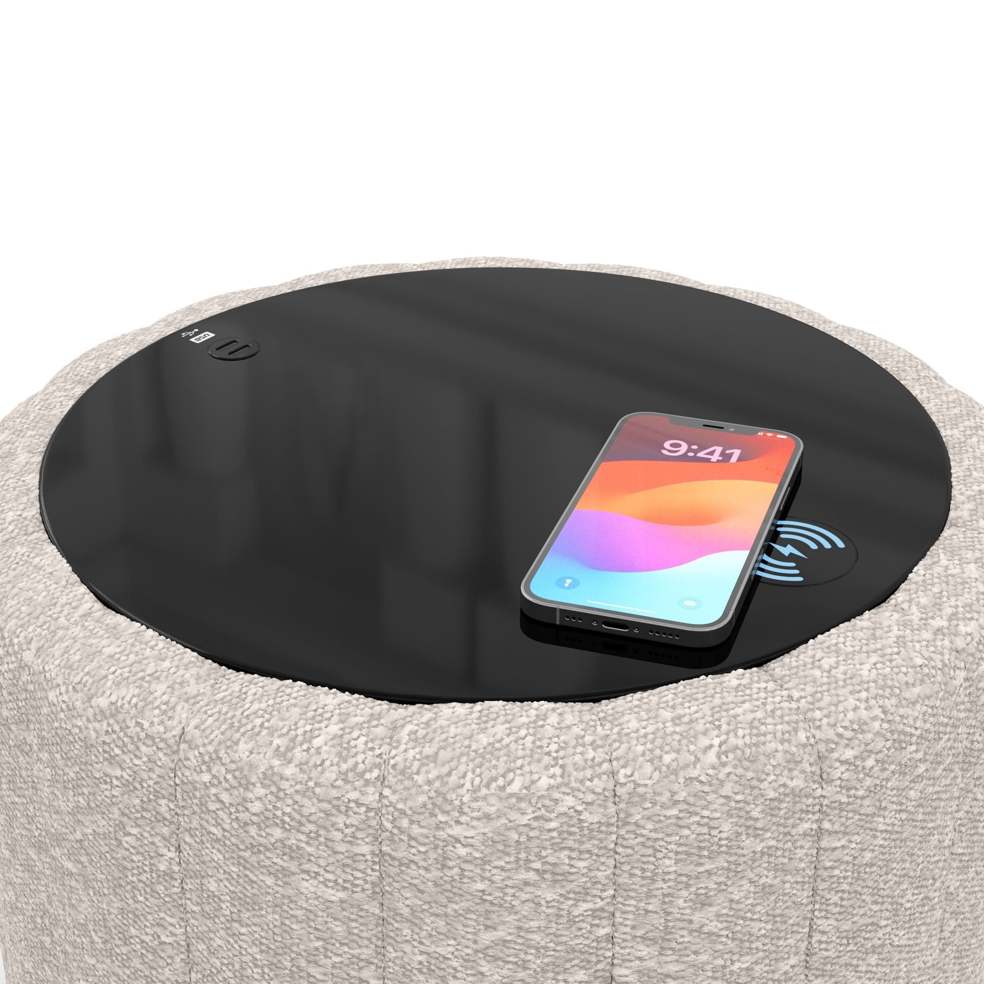 Table d'appoint Cloud - Chargeur sans fil et ports USB