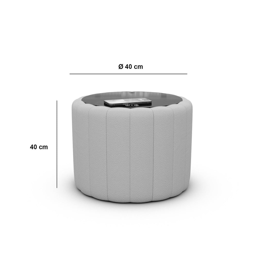 Table d'appoint Cloud - Chargeur sans fil et ports USB