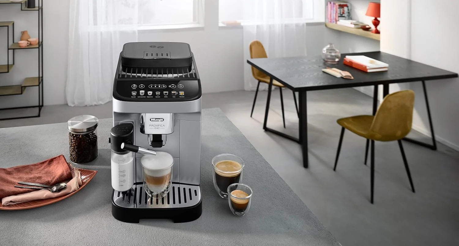 De'Longhi Magnifica Evo Next ECAM312.80.TB, Kaffeevollautomat mit 13 Getränken (Cappuccino, Espresso, Latte Macchiato), 2,4'' TFT Farbdisplay, LatteCrema Milchsystem, 2-Tassen-Funktion, Titan