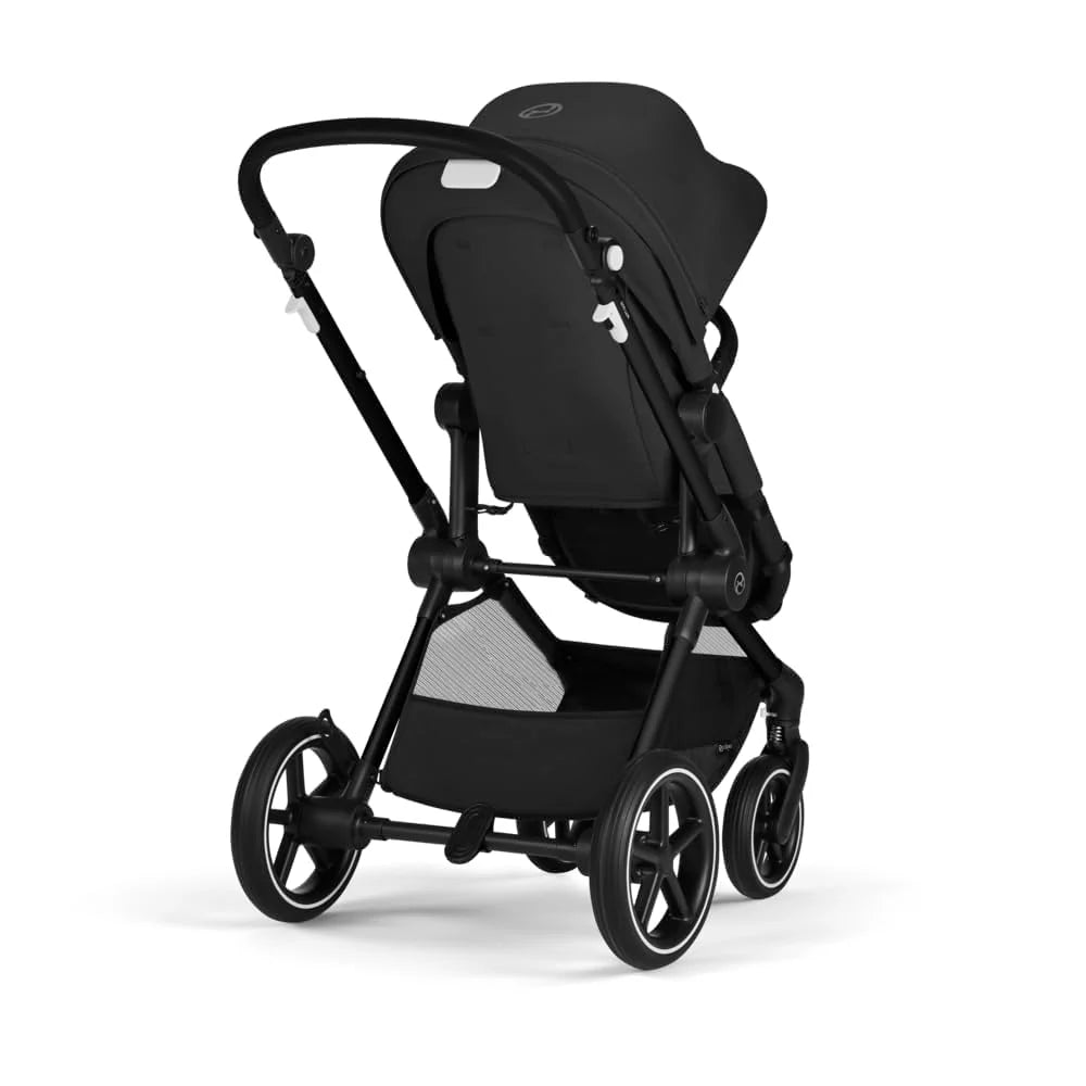 CYBEX Gold Kinderwagen EOS Lux 2-in-1 mit Babyschale Aton B2 i-Size und Babyschalen-Adapter, Reisesystem, Ab Geburt bis 22 kg (ca. 4 Jahre), Moon Black (Schwarz)