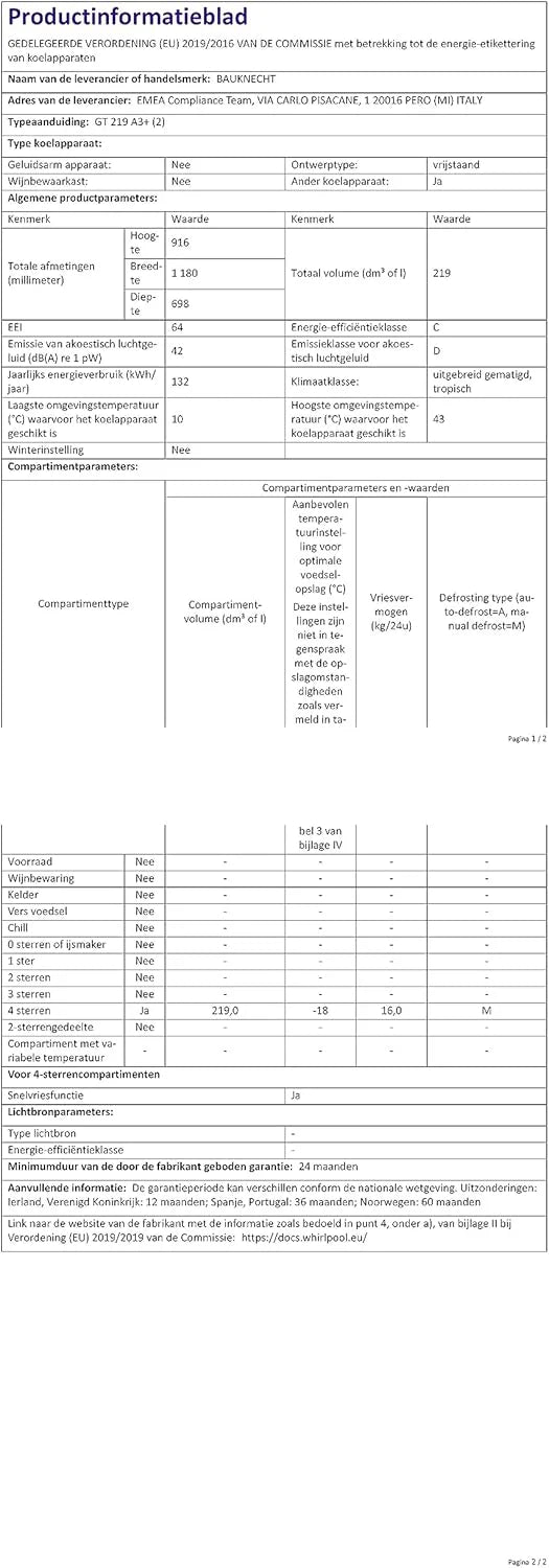 Bauknecht GT 219 A3+ Gefriertruhe/ Gefrieren: 215 L/ Supergefrieren/ SapceMax/ Innenbeleuchtung/ ECO Energiesparen/ Kindersicherung