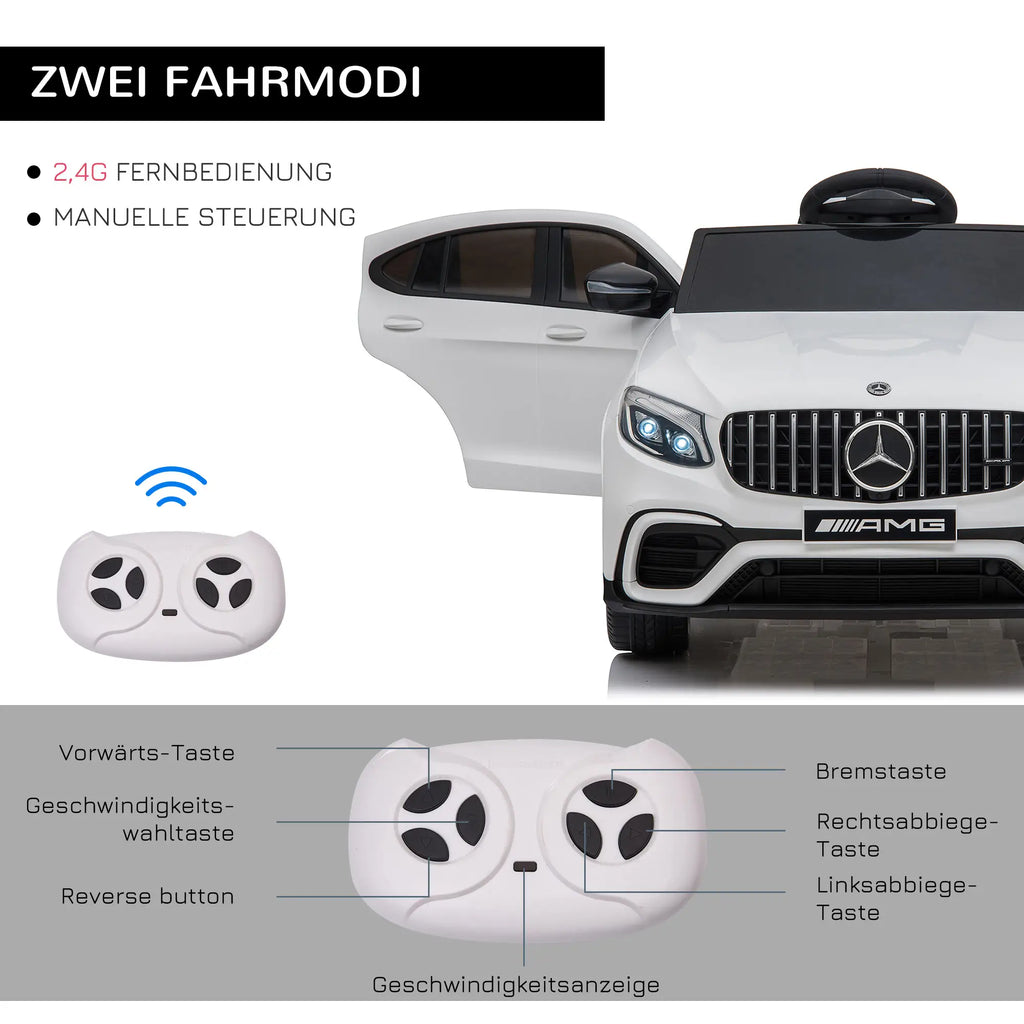HOMCOM Kinder Elektroauto Mercedes-Benz mit Fernbedienung & Sicherheitsgurt Weiß