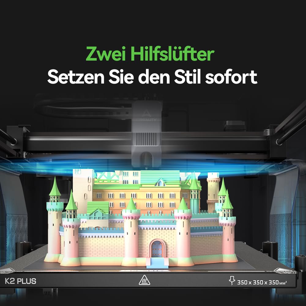 Creality K2 Plus Combo 3D-Drucker, 16-Farben Multimaterial-Druck, 350³mm XXL-Bauraum, Servo-Direktantrieb, Dual-KI-Kameras, Ultra-Leise