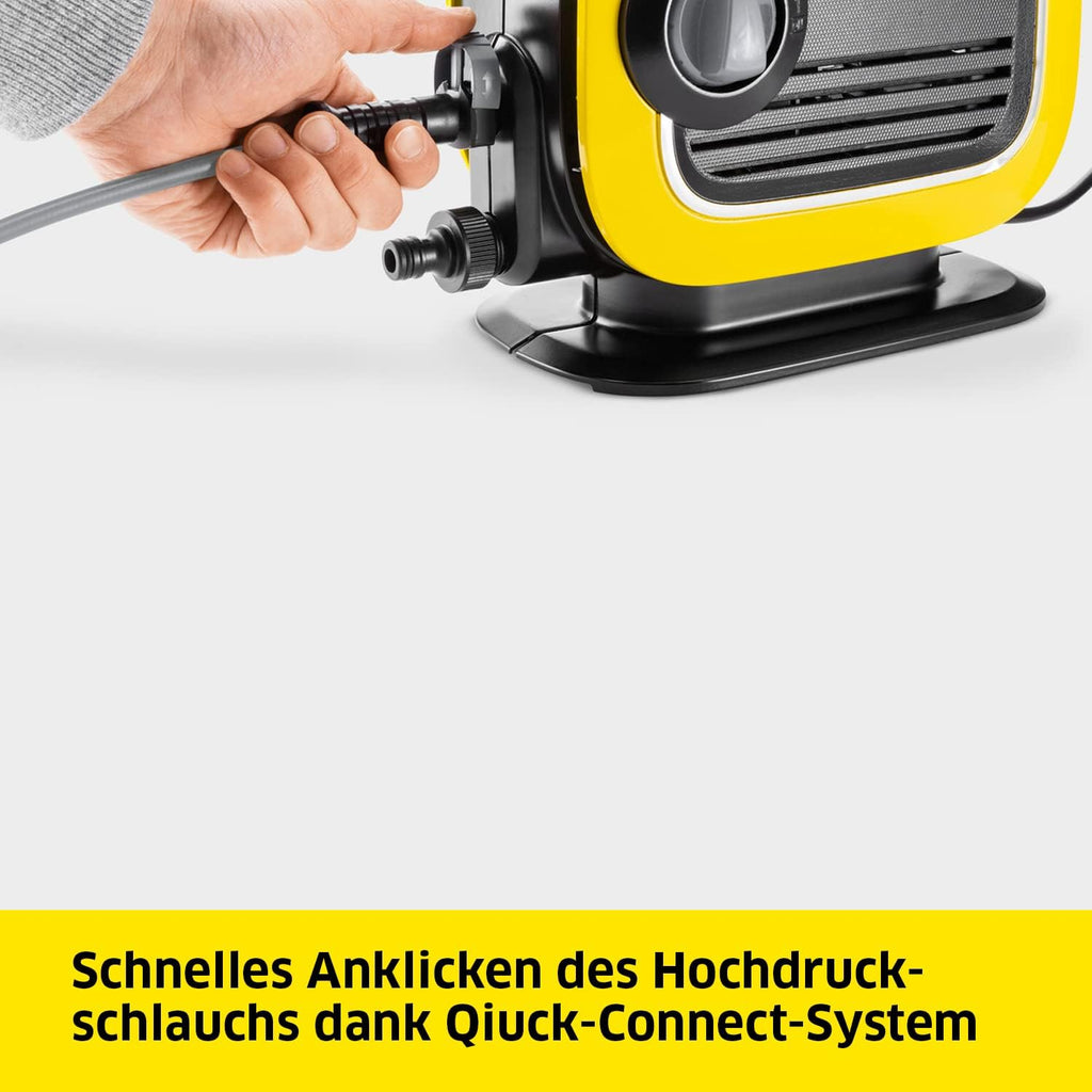 Krcher Hochdruckreiniger K Mini, leicht und kompakt, Druck: max. 110 bar, Durchfluss: 360 l/h, Flche: 20 m/h, Gewicht: 3,93 kg, Hochdruckpistole, Dreckfrser, Strahlrohr, Wasserfilter,Schwarz, Gelb