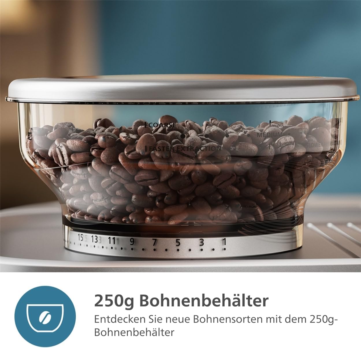 Philips Barista Brew Halbautomatische Espressomaschine - Einfacher & doppelter Espresso + Americano Taste, 250g Bohnenbehälter, Intuitive Führung, Kalibriertes Stampfen, Metall Silber (PSA3218/01)