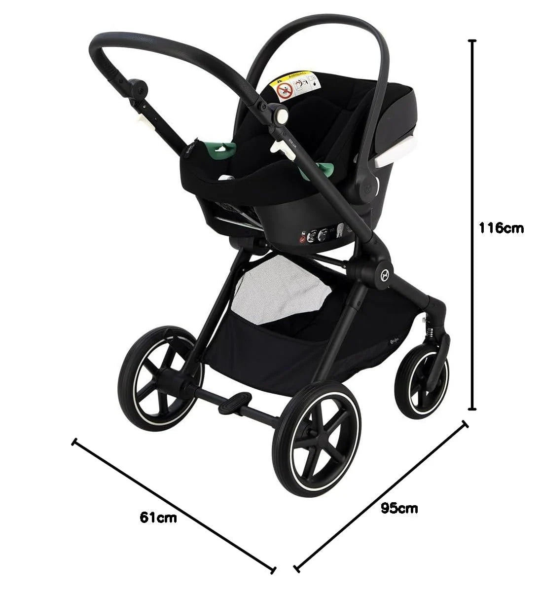 CYBEX Gold Kinderwagen EOS Lux 2-in-1 mit Babyschale Aton B2 i-Size und Babyschalen-Adapter, Reisesystem, Ab Geburt bis 22 kg (ca. 4 Jahre), Moon Black (Schwarz)