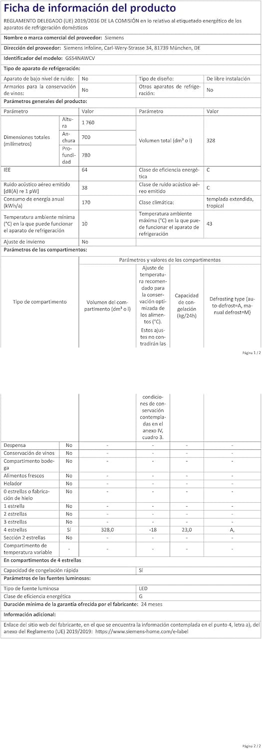 Siemens GS54NAWCV iQ500 Gefrierschrank, 176 x 70 cm, 327 L, noFrost nie wieder abtauen, bigBox Platz für großes Gefriergut, varioZone flexible Glas-und Schubladen, Weiß