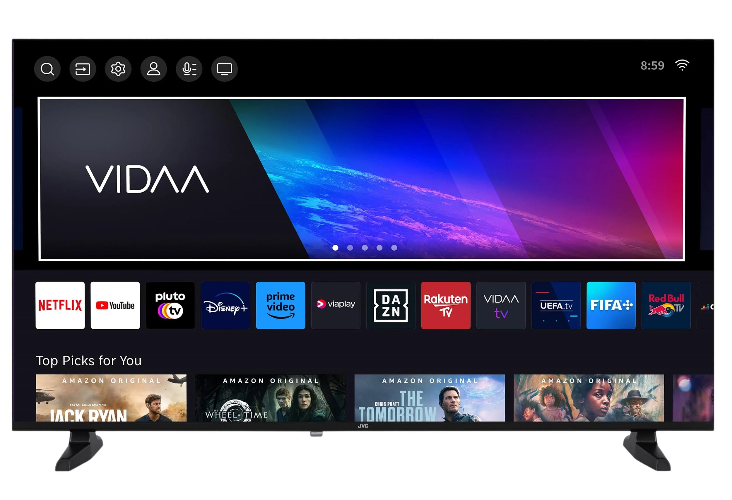 JVC Fernseher 40 Zoll Smart TV VIDAA Full HD HDR Fernseher mit 100 cm Bildschirmdiagonale und integriertem Triple-Tuner, LED TV LT-40VDF2555 (2026)