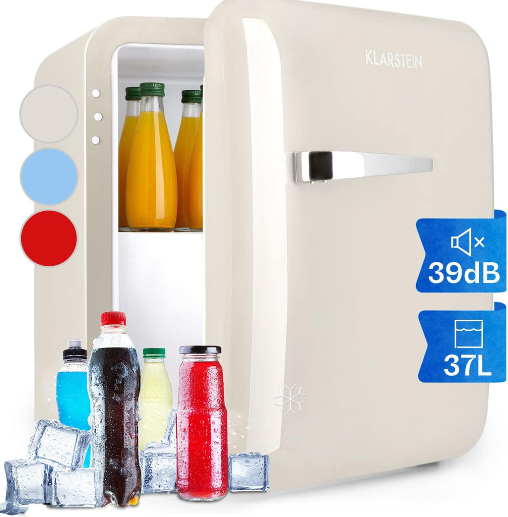 Klarstein Audrey Mini - kleiner Kühlschrank, kompakte Mini-Bar, freistehend, Kompressionskühlung, Fassungsvermögen, Kühlung: 0-10 °C, Mini-Kühlschrank mit 70 Liter Fassungsvermögen, rot