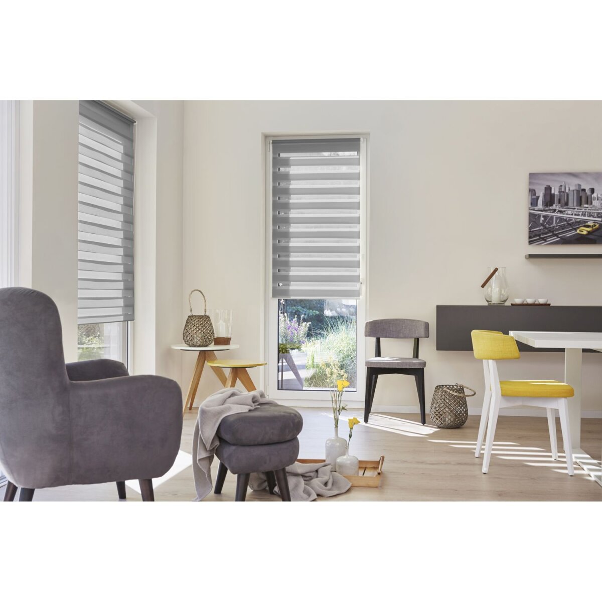 Lichtblick Klemmfix Duo-Rollo, Sonnen- und Sichtschutz, Lichtregulierung, ohne Bohren, Grau, 120 cm, 150 cm - B-Ware neuwertig