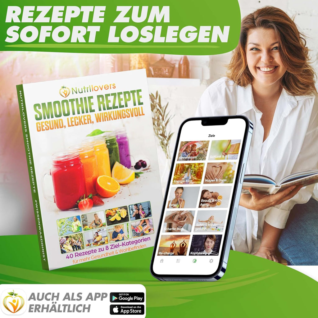 NUTRI-BLENDER MAX+ Hochleistungsmixer 2000W Standmixer Smoothie Hochleistung Smoothie-Maker Profi Mixer Blender - 2L Tritan, BPA-FREI, 9 Stufen, Digital-Timer Inkl. Smoothie Rezeptbuch