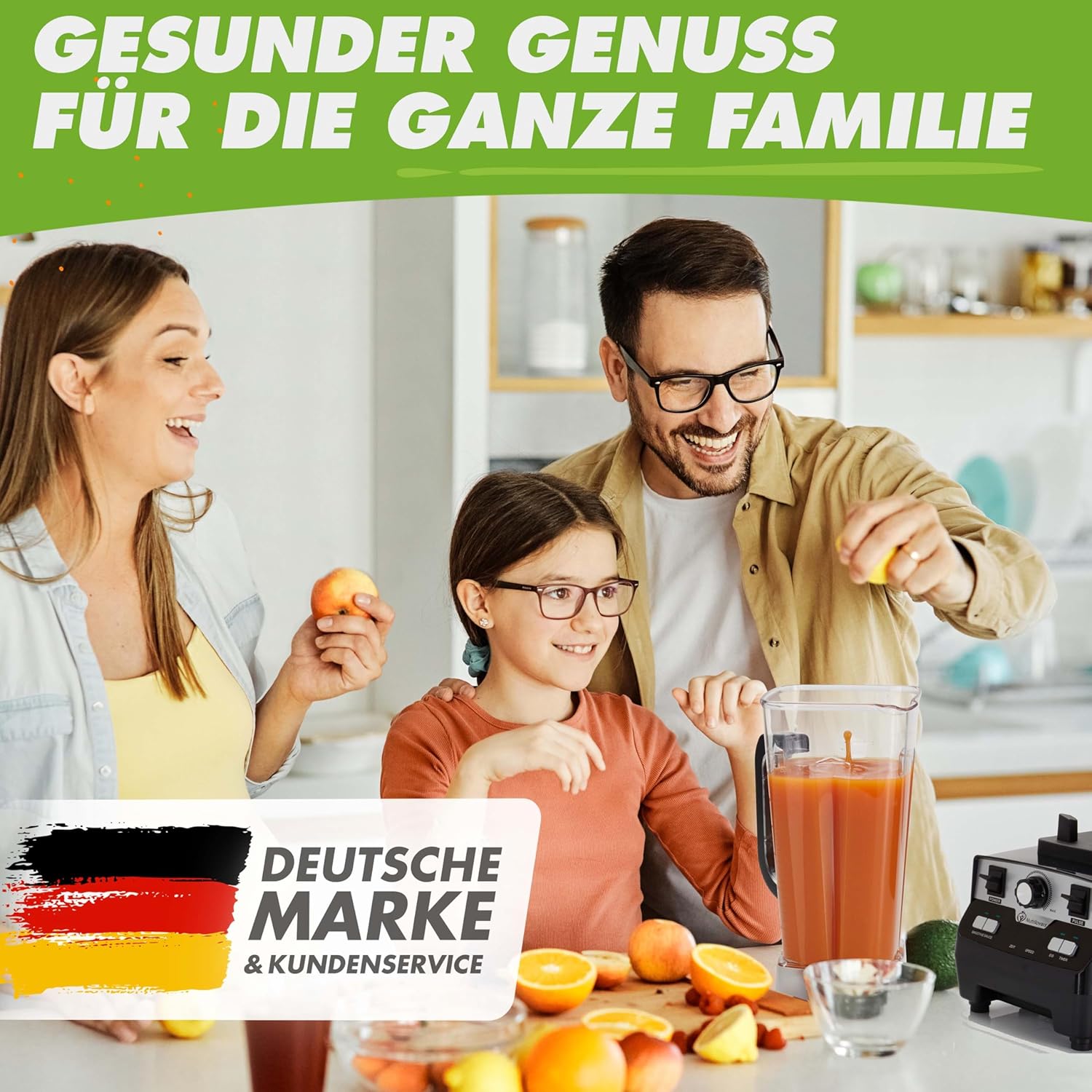 NUTRI-BLENDER MAX+ Hochleistungsmixer 2000W Standmixer Smoothie Hochleistung Smoothie-Maker Profi Mixer Blender - 2L Tritan, BPA-FREI, 9 Stufen, Digital-Timer Inkl. Smoothie Rezeptbuch