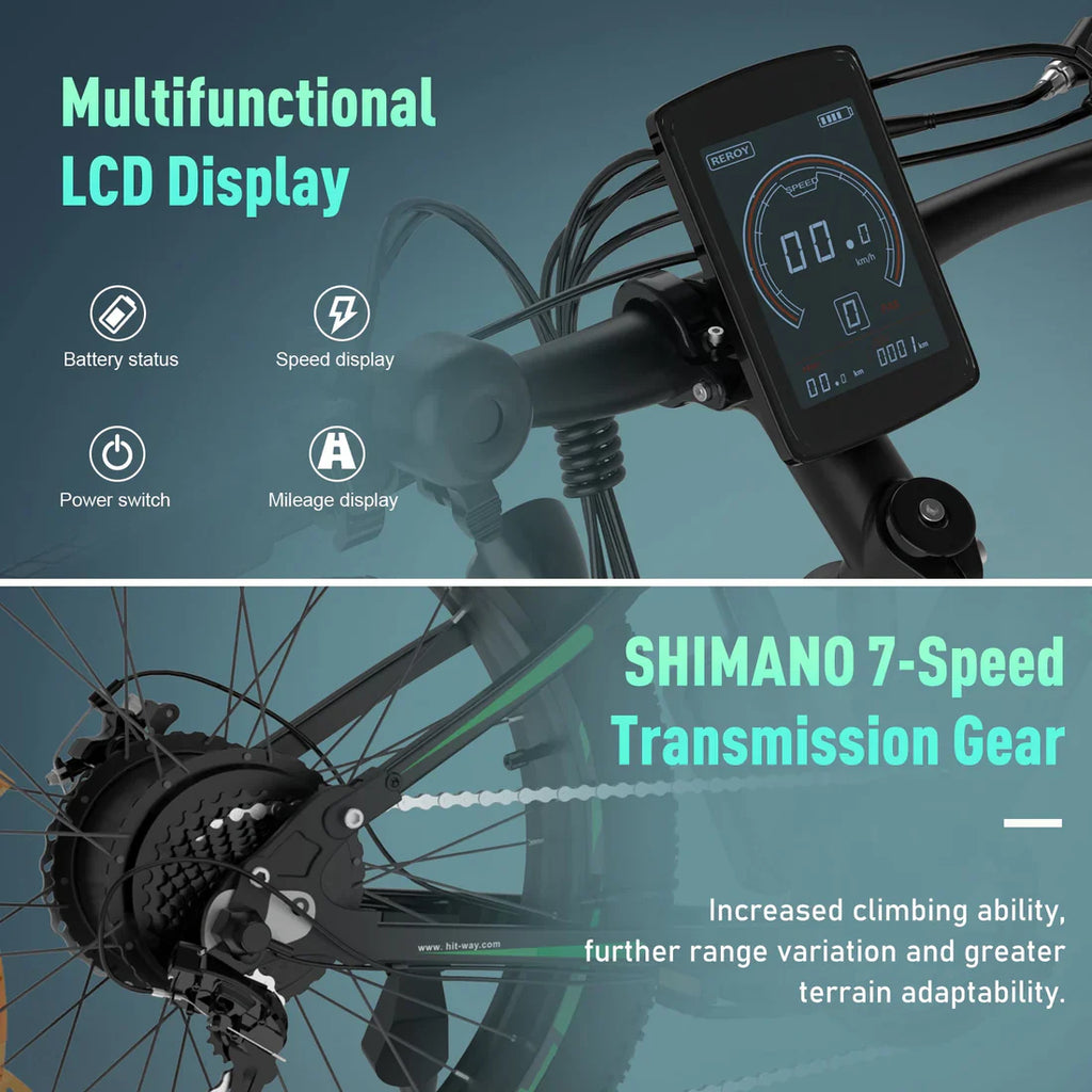Hitway BK9 E-Bike - 500W Motor, 48V 15Ah, 26 x 4.0 Fat Tire - All-Terrain Mountain E-Bike