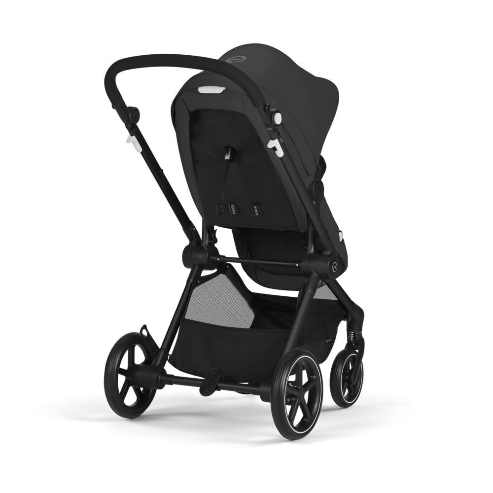 CYBEX Gold Kinderwagen EOS Lux 2-in-1 mit Babyschale Aton B2 i-Size und Babyschalen-Adapter, Reisesystem, Ab Geburt bis 22 kg (ca. 4 Jahre), Moon Black (Schwarz)