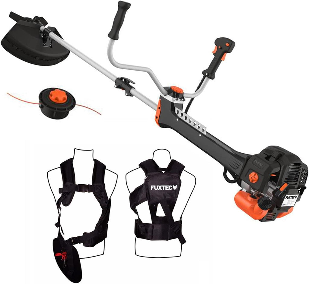 FUXTEC Profi Benzin Motorsense FX-PS162 – Profisense mit 62ccm, Faden und Komfort-Tragegurt – Rasentrimmer mit Antivibrationssystem – 2-Takt Freischneider Fadenspule