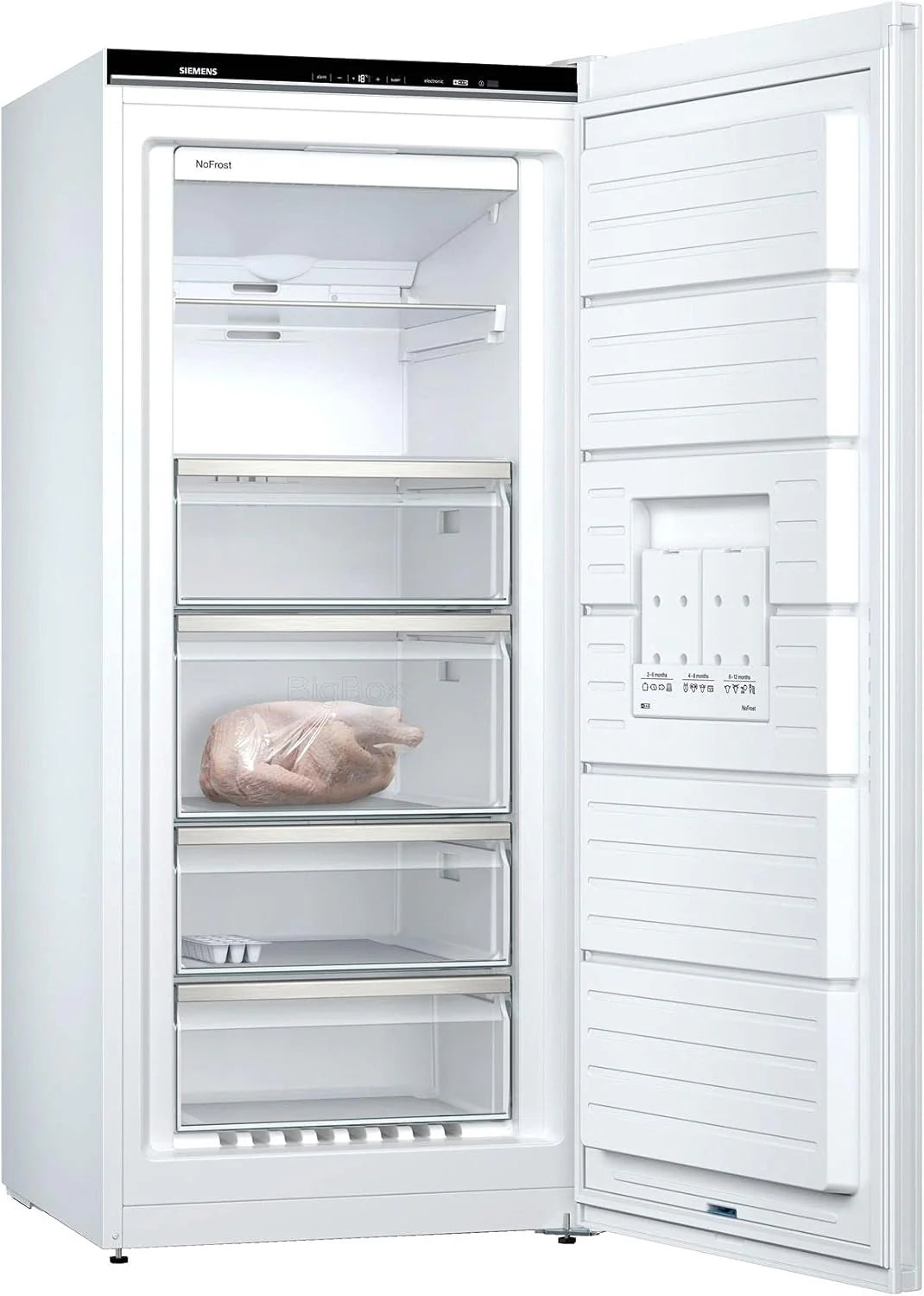 Siemens GS54NAWCV iQ500 Gefrierschrank, 176 x 70 cm, 327 L, noFrost nie wieder abtauen, bigBox Platz für großes Gefriergut, varioZone flexible Glas-und Schubladen, Weiß