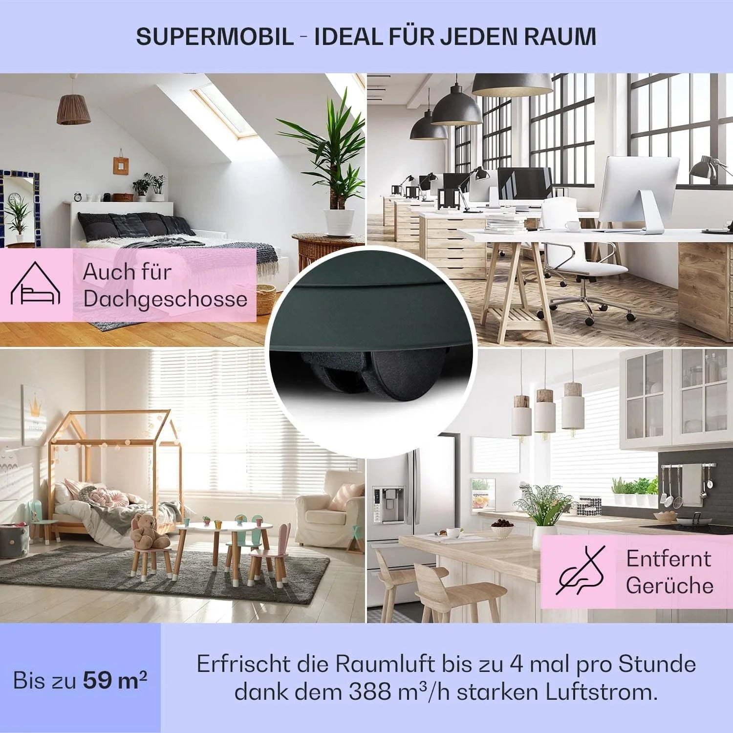 Klarstein Mobile Klimaanlage mit Abluftschlauch, 5-in-1 Klimagerät, Ventilator, Luftentfeuchter, Luftreiniger & Nachtmodus, App-Steuerung, Kleine & Portable, für Wohnung & Büro, 12000 BTU