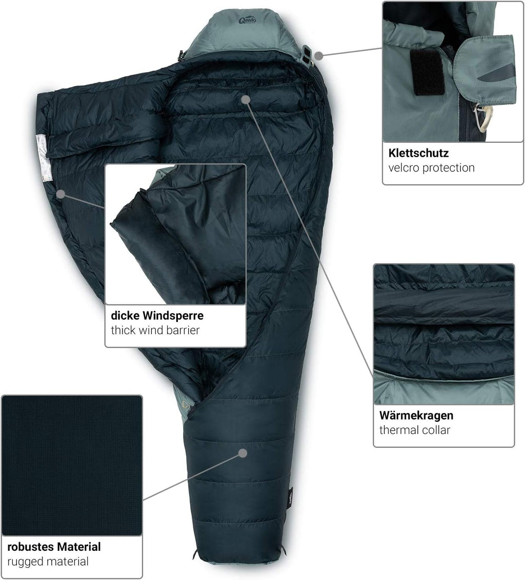 qeedo Takino Daunenschlafsack, Winterschlafsack (Gr. M & L) warm, klein & leicht