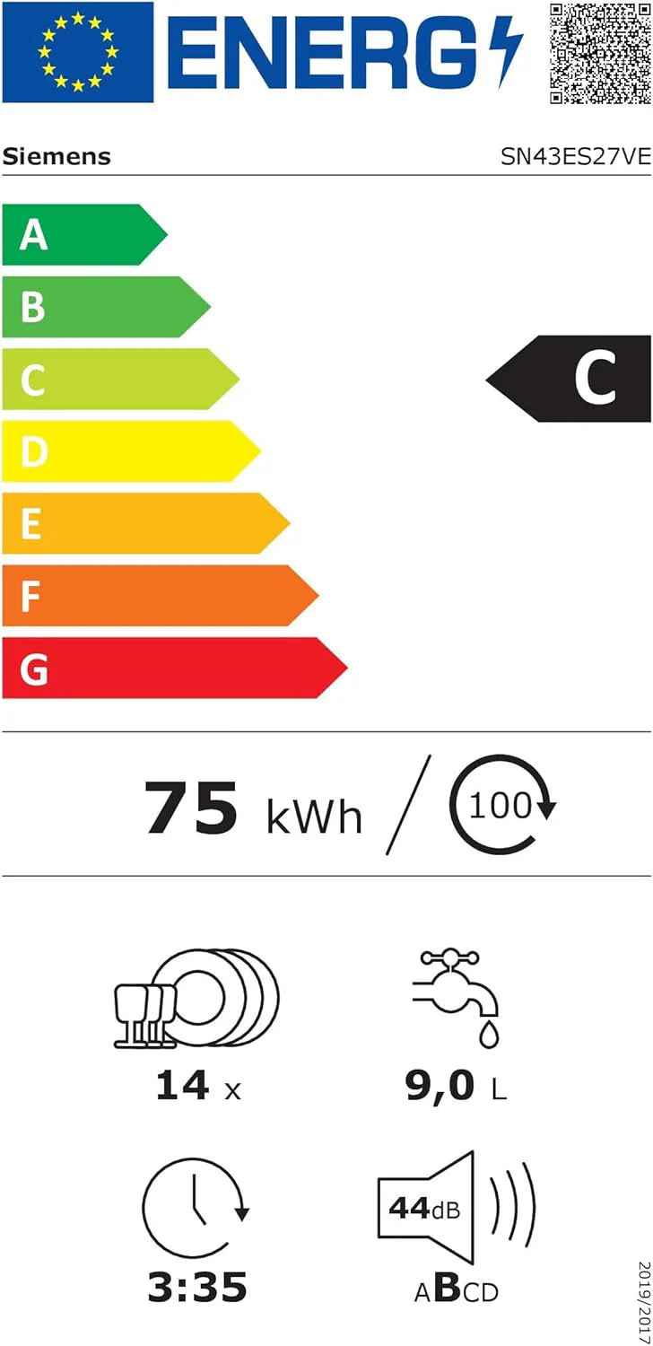 Siemens SN63EX14VE, iQ300 Smarter Geschirrspüler, Vollintegrierte Spülmaschine mit Besteckschublade, 60 cm, Auto Türöffnung dank autoOpen dry, Besonders leise durch iQdrive-Motor, infoLight aquaStop