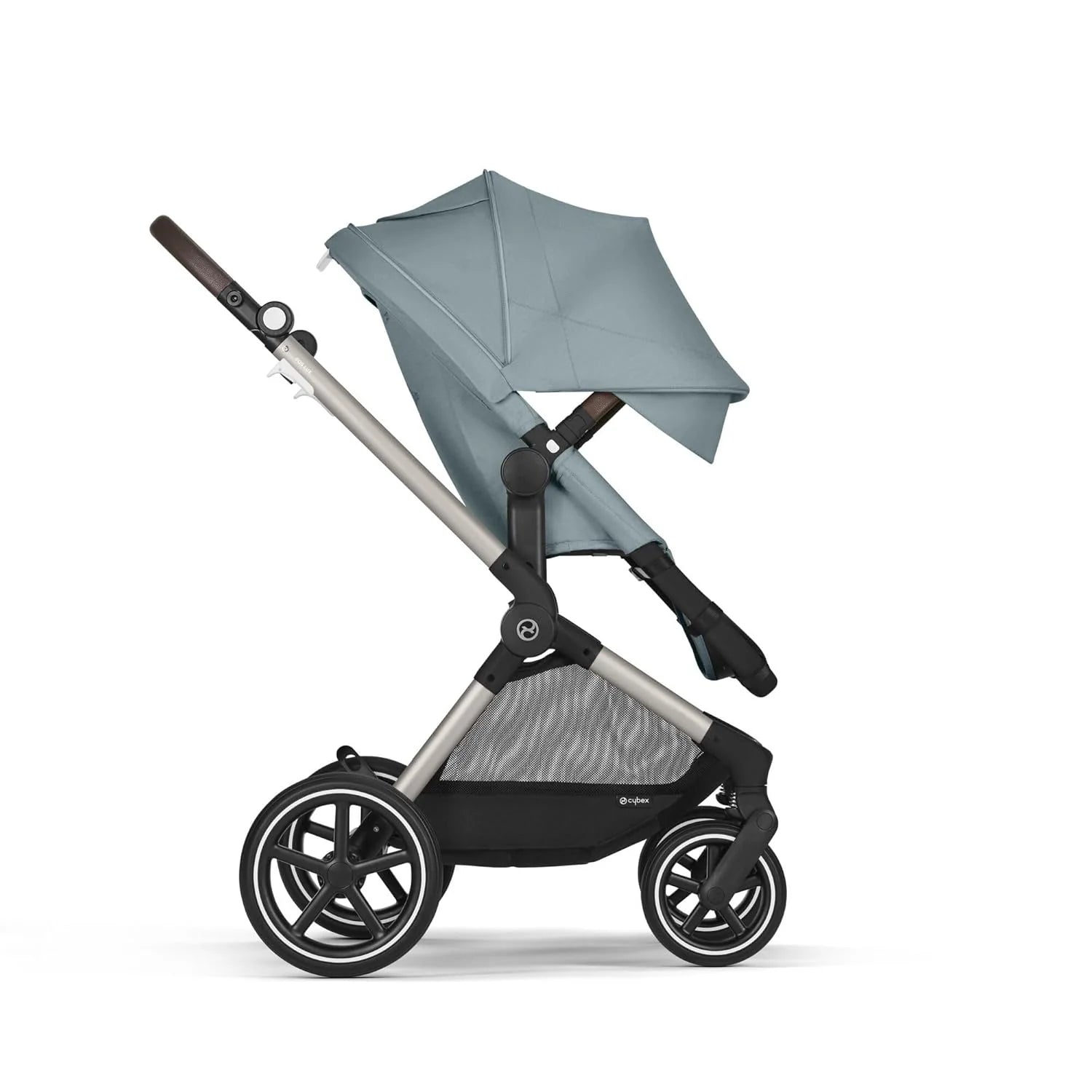 CYBEX Gold Kinderwagen EOS Lux 2-in-1 mit Babyschale Aton B2 i-Size und Babyschalen-Adapter, Reisesystem, Ab Geburt bis 22 kg (ca. 4 Jahre), Moon Black (Schwarz)